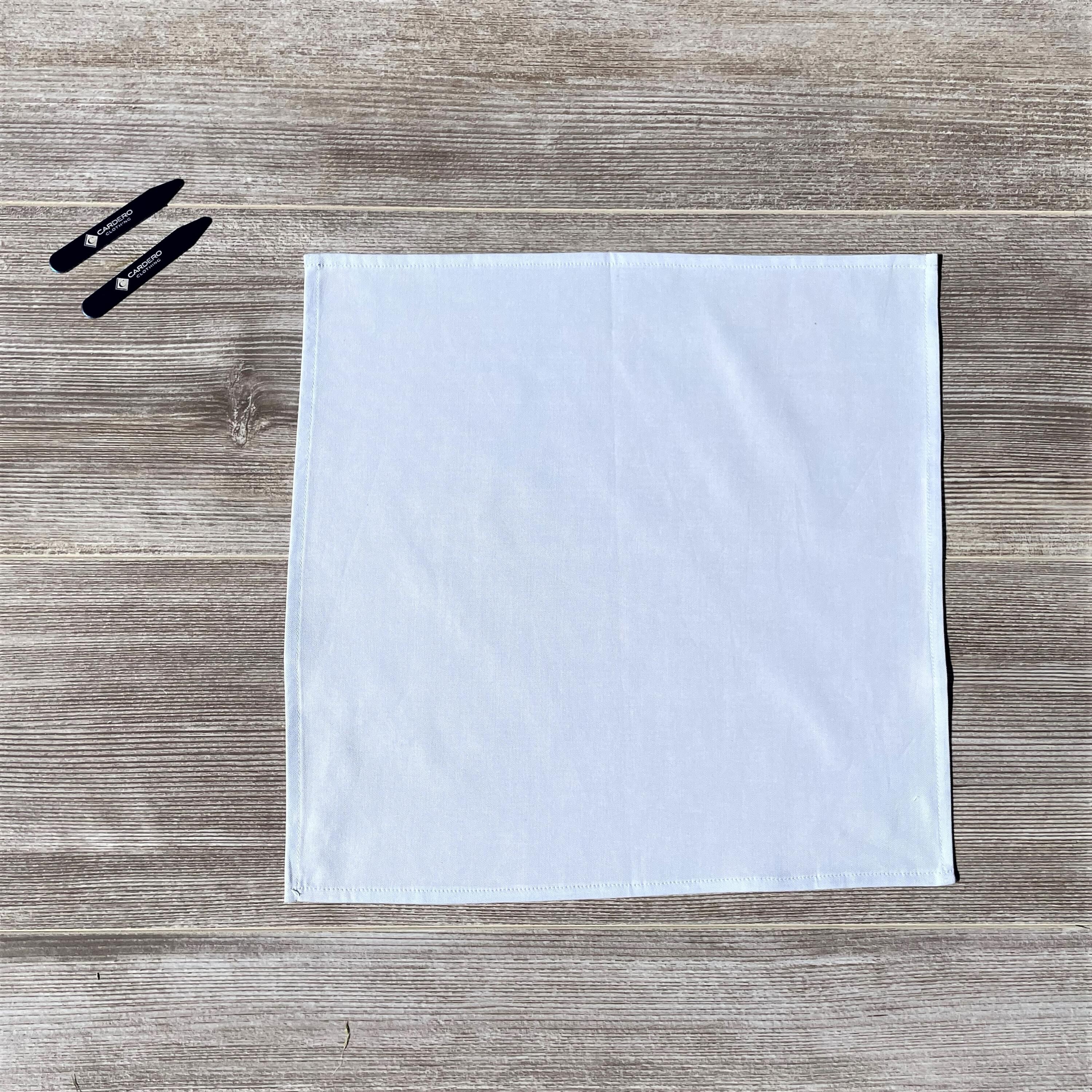 Essential White Pocket Square with collar stays